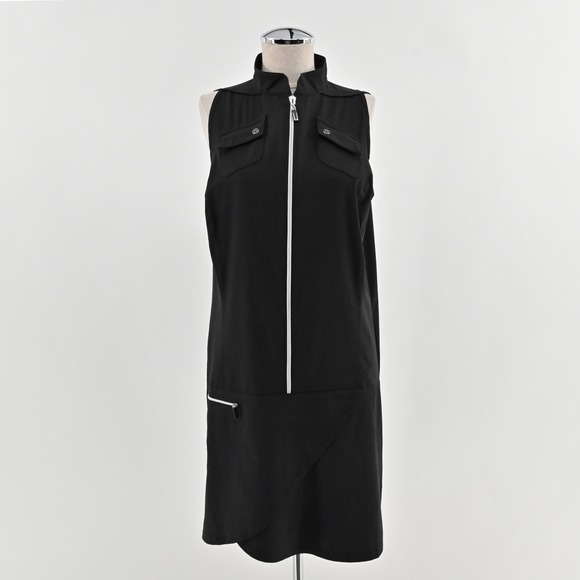 Jamie Sadock Golf Zip Front Sleeveless Dress Size M Black Sporty Stretch Tennis - Picture 1 of 13